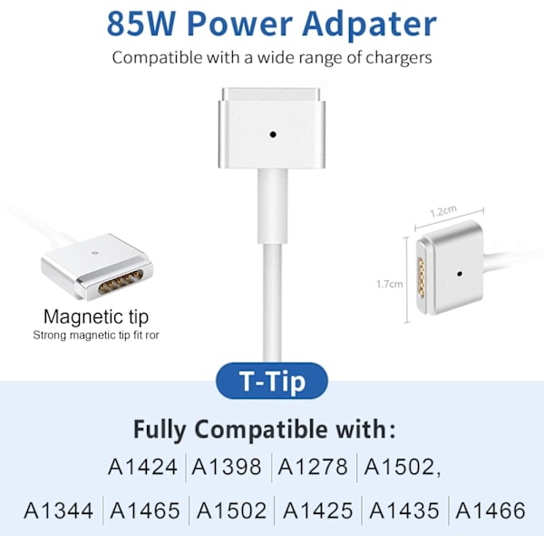 85W MagSafe 2 lader for Apple Macbook Pro 13\" 15\" 17\"
