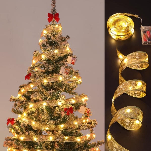 Julelys, 6,5 fot gyllent bånd julelys Ba