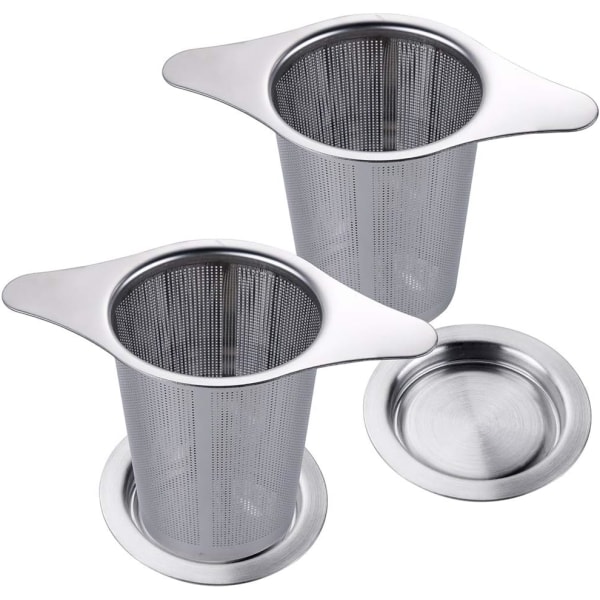 2 st te-filter i rostfritt stål med fina hål