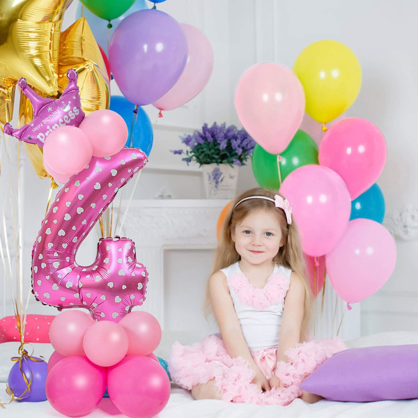 32\" Tal Balloner, Fødselsdagsfest Dekorationer (Pink Tal 4)