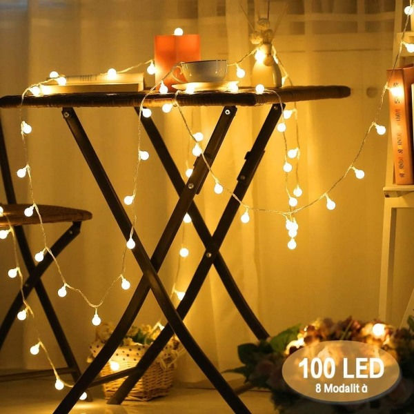 Ljusgirlang, varmt ljus, dekor, 10 meter 100 LED, 8 lägen