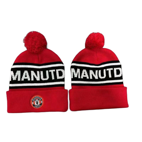 Strikket fotballklubb-lue, kaldt vær-beskyttende og varm ulllue for høst og vinter Manchester United Reds