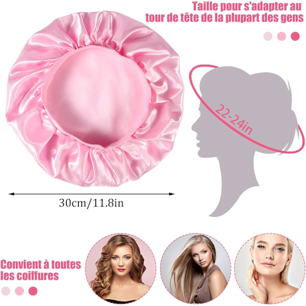 3-pack Natthår, satinhuvhuvar, (svart, rosa, leopard) N