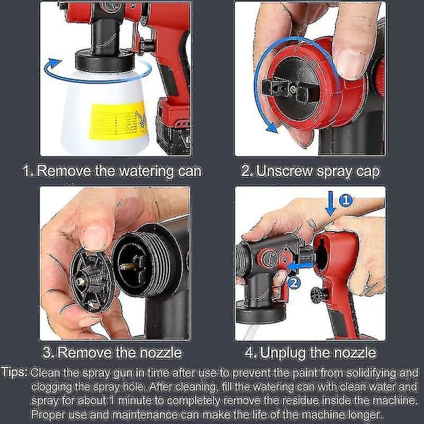 För Milwaukee 18v batteri 800ml elektrisk sprutpistol Sladdlös färgspruta Bilmöbler Stålbeläggning Airbrush kompatibel