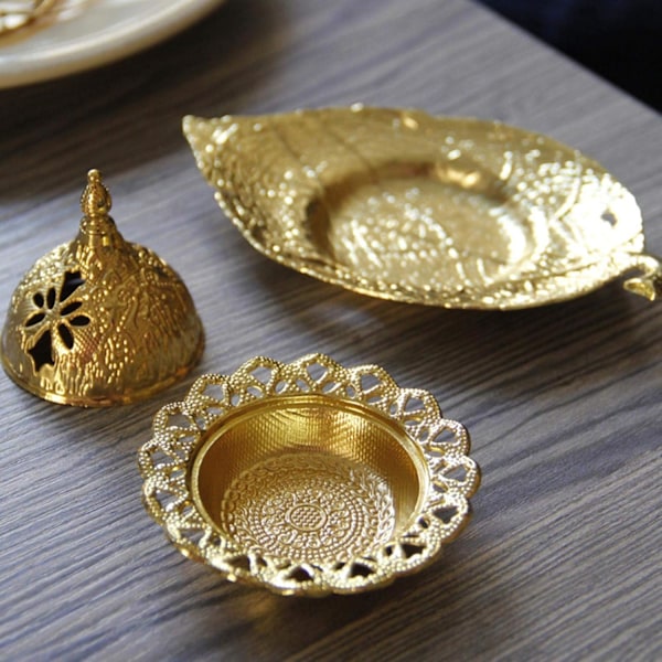 Røgelsebrænder til meditationsrum, kontor, Ramadan, arabisk klassisk stil, kulrøgelsebrænder gold
