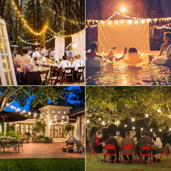 15M Outdoor String Lights, LED String Lights with 25 G40 Plastic Bulbs Outdoor, IP45 Waterproof String Lights for Garden Patio Bistro-FA-