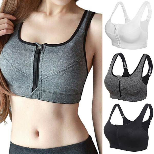 Racerback Kvinders Underundertøj Lynlås Foran BH Sort 2XL Black