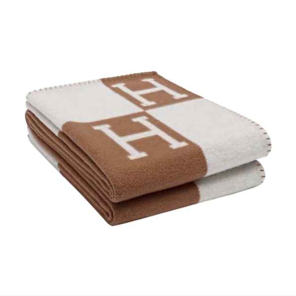 Vävd randig H-sjal Flygfilt Flygplansfilt Tjocklek Yllefilt Brun H Brown H 130*180cm