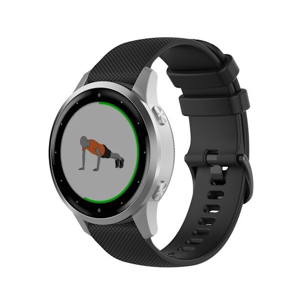 Silikonarmband 18 mm för Garmin Vivomove 3S & Vivoactive 4S - Svart black 60
