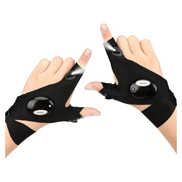 Fingerhandske Arbetshandske Ficklampa LED Fiskehandske et par