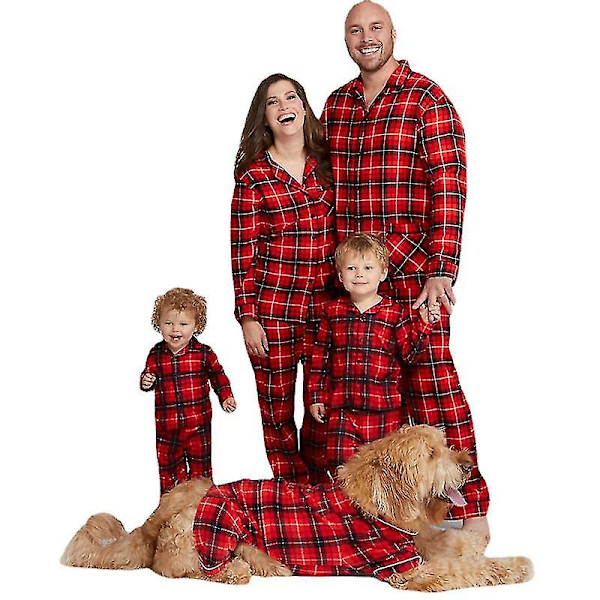 Perhe-joulupyjamat - Jouluinen Vanhemmat-Lapset Yöpuvut Pyjamajuhliin Lahjoiksi MEN M