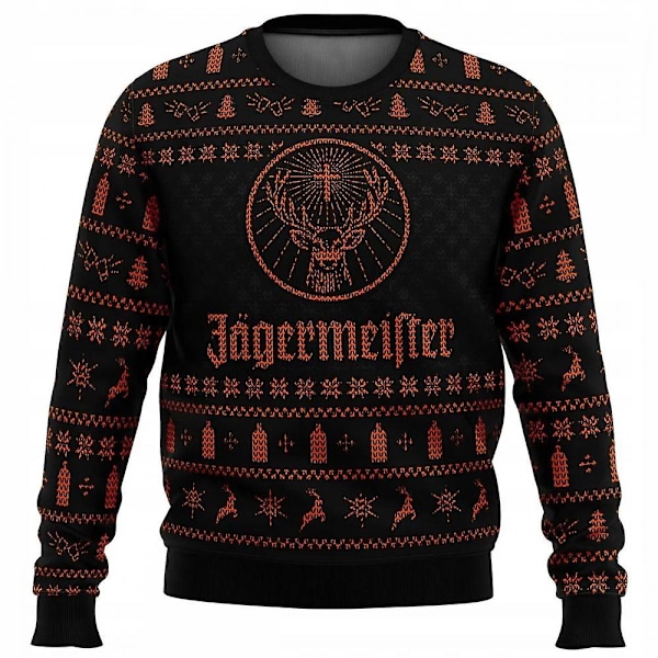 Bebetter Jagermeister Karneval Jultrøje Trøje Mænd 3D Swe Orange Orange 6XL