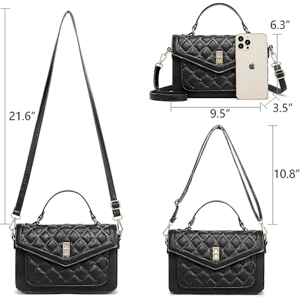 Naisten olkalaukku, PU-nahkainen crossbody-laukku, tikattu laukku kahvalla, naisten lompakko, iltapuku, pieni käsilaukku