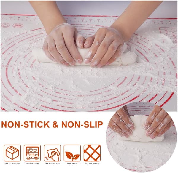 Non-stick deigrullematte, 70×50cm silikon deigrullematte, sklisikker silikon bakematte, matplate, kakematte, kakematte, kake-/pizzamatte-FA- 70*50CM - red