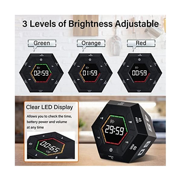 Pomodoro Timer, Produktivitetstimer, 3, 5, 15, 30, 45, 60 Minutters Forudindstillede Smart Nedtællingstimer, Tid M