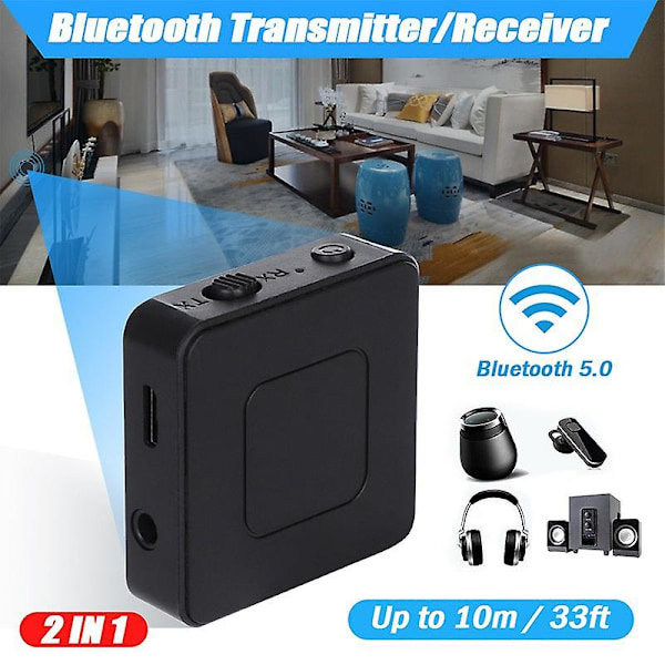 2 i 1 Bluetooth sendermodtager 3,5 mm Aux Stereo Trådløs musikljud Bluetooth5.0-adapter til TV Dvd Mp3 PC-højttalere (FMY)