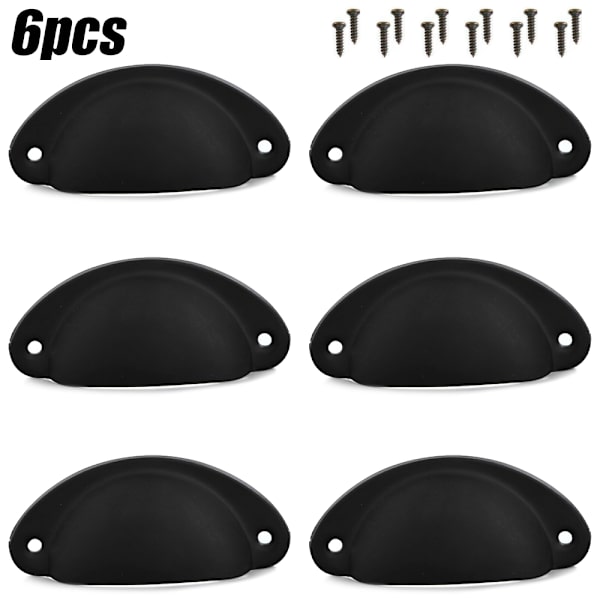 12 st Kopparhandtag Halvmåne Kökslåda Svart black 12pcs