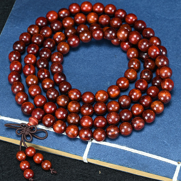 Små blad rosenträ Buddha pärlor Zambia blod sandelträ sträng