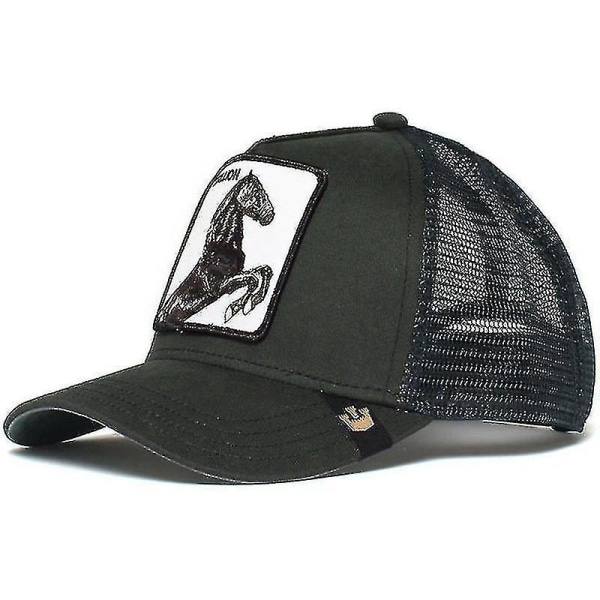 Svart Panther Mesh Cap för Vuxna, Sommar Baseballkeps, Trucker Cap W-WELLNGS Häst - Ljusgrön Horse - Light Green