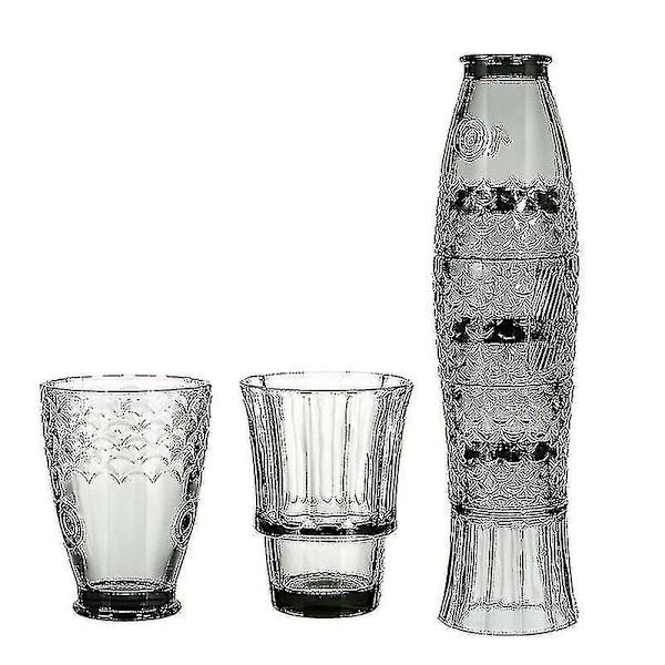 Koi Stack Ass Set Fiskformade Glas Koppar Cocktail Öl Glas Stapelbara Dricksglas Set Glasvaror Black