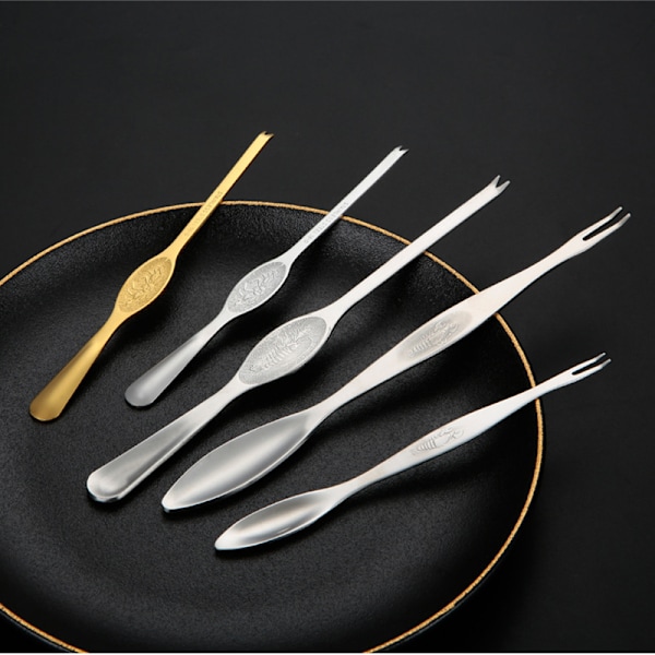4 stk krabbeklo i rustfritt stål - krabbeverktøy - krabbeklo - krabbenål - husholdningsfisk og skalldyr - skrellet hårete krabbetilbehør B Large 15cm Gold