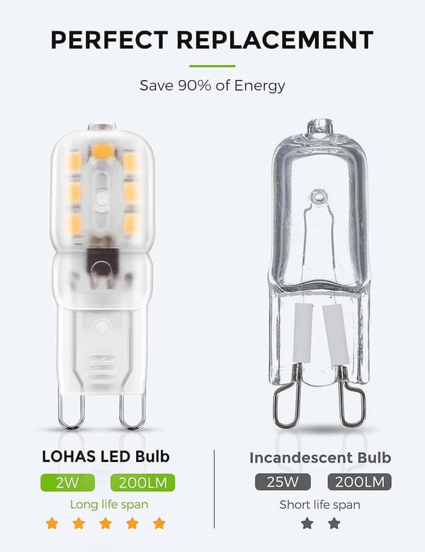 10-pak 3W G9 3000K, LED-pære, svarende til 25W halogenpære - Varm hvid-FA-