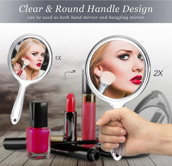 Dubbelsidig hopfällbar sminkspegel med 1x/2x förstoring-FA-