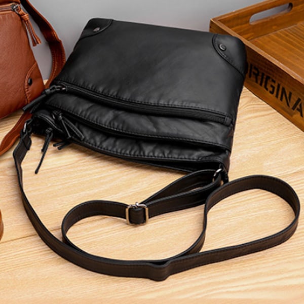 Mjuk PU Crossbody Väska Svart