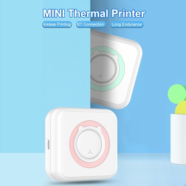 Labelprinter Alt-i-en mini printer Bærbar multifunktions fotoprinter Grøn 10 ruller papir