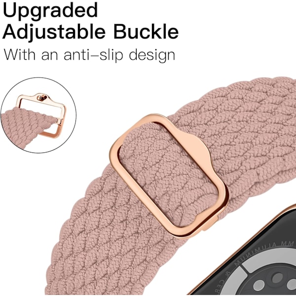 Antiskrid-flettet rem 3-pak kompatibel til Apple Watch-remme, justerbar strækbar elastisk erstatningsrem til iWatch Ultra SE 9 8 7 6 5 4 3 2 1