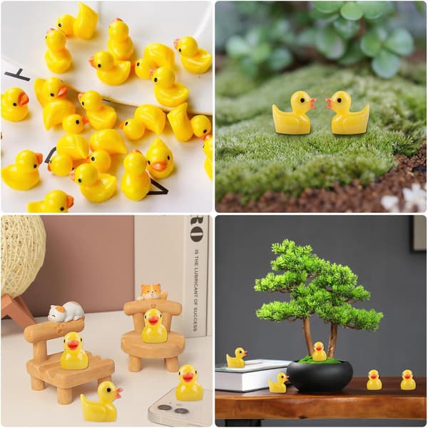 Mini Resin Ænder 100 stykker Miniatur Ænder, Mini Resin Ænder, Mini Ænder til DIY Potte Mikrolandskabs Dekorationer Tilbehør-FA-