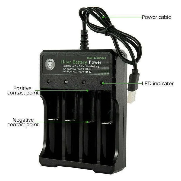 Ny 4-plasser batterilader USB -lader hurtiglader for 18650 litiumbatteri