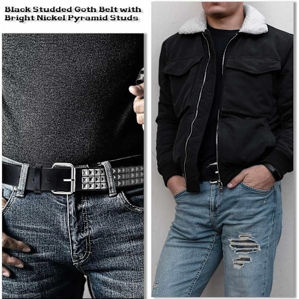 Metal Studded Belt, Punk Rock Leather Studded Belt, Punk Belt, Threads, Studs, Gothic Pyramid Studded Belt for Women and Men - WELLNGS