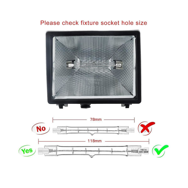 R7s Halogenlampa 118mm 200w 230v Halogenstav R7s Halogenlampa R7s Dimbar Halogenstav L