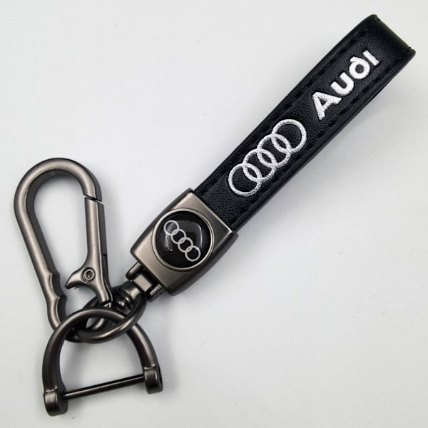 Personlig metal bilnøglering med logo - Læder nøglering til mænd Audi Audi Audi Gunmetal Hardware