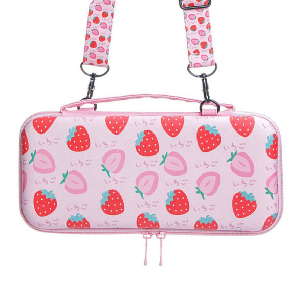 For Nintendo Switch OLED Oppbevaringsveske Switch OLED Spillvertsbeskyttelse Bag Rem Skulderrem Strawberry shape bag