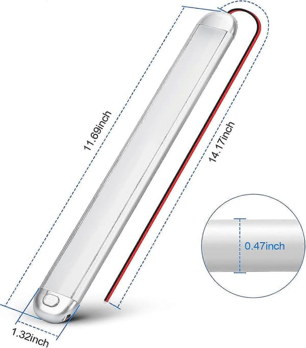 12V LED-lys Campingvogn 12V LED Strip Lys Autocamper Van Lys Interiør LED 12V med Afbryder Tænd/Sluk 2stk-FA-
