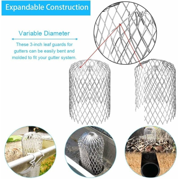 Flexibelt rännfilter i aluminium Diameter 8 cm mesh Stoppa lövsil Lövskydd cover för att skydda rännan Aga