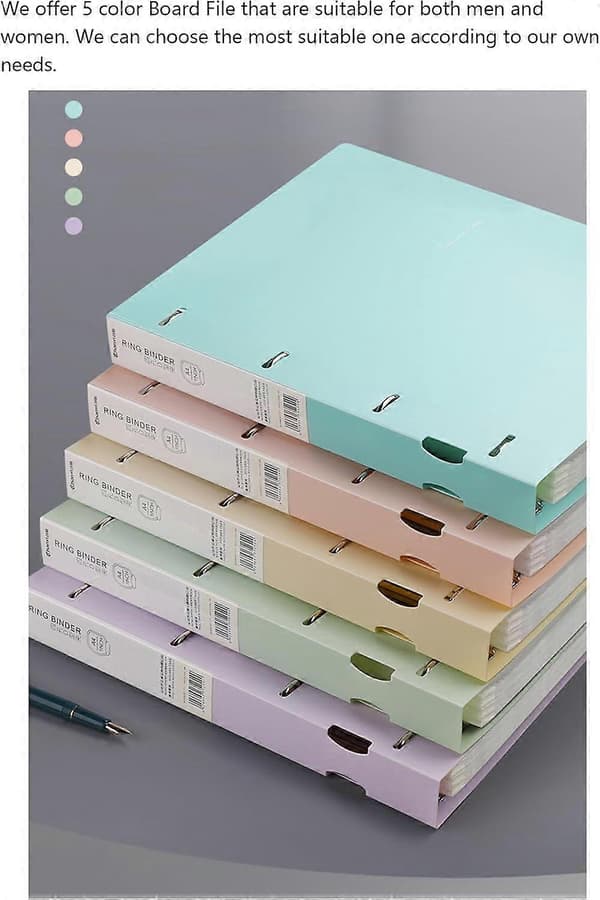 Durable 4-ring binder, with finger hole, folder, 2\", A4 size, holds 240 sheets, 3.15\" hole spacing, office supplies, pink-FA-