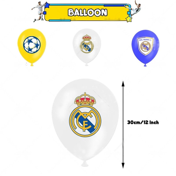 Real Madrid Jalkapallo Syntymäpäiväjuhlatarvikkeet Banneri Ilmapallot Kakun Koristeet Deko