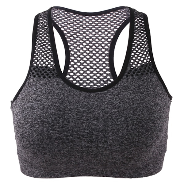 Dam Sportbehå med Delad Design, Utan Stålring, Mesh, Snygg Grå S Gray