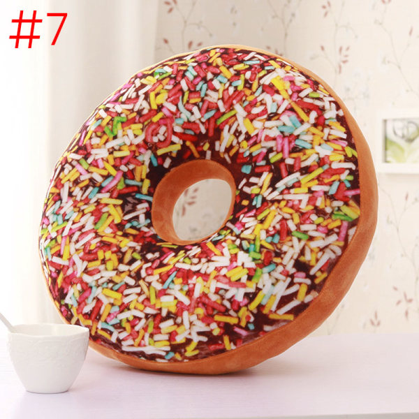 Sødt Donut Pude Chokolade Donuts Plys Macaron Mad Pude Fin Bund Pude Napp Pude Donut Coussin #7