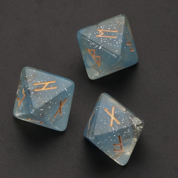 3 st Hartsstärningar Set 8-sidiga Runtärningar Resin Assorted Polyhedriska tärningar Set Polyhedrisk Divination Bordstavla Tärning Blue 0.02