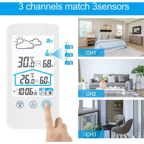 Trådløs værstasjon, trådløs innendørs digitalt termometer Hu