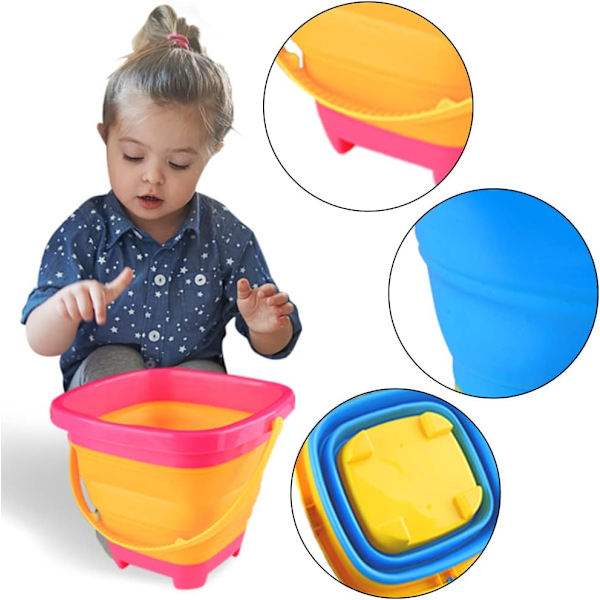3-pack hopfällbar hink, för barn strand lek camping vatten och mat