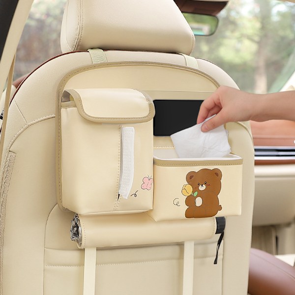 Opbevaringspose til bagsædets ryglæn Cute Little Bear (Beige)