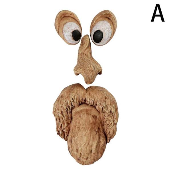Gammel Mandens Visdomsfulde Træ Ansigt Statuette Klemmer Kigger Skulpturer de