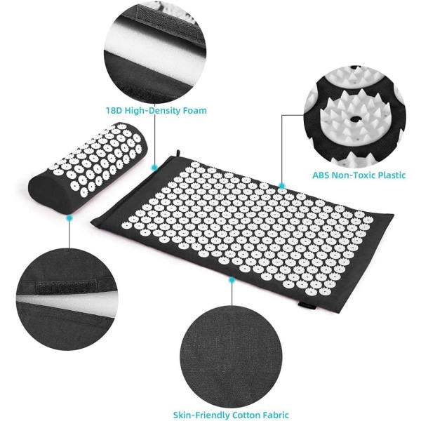 Spikmåtte + Nakkepude - Sort