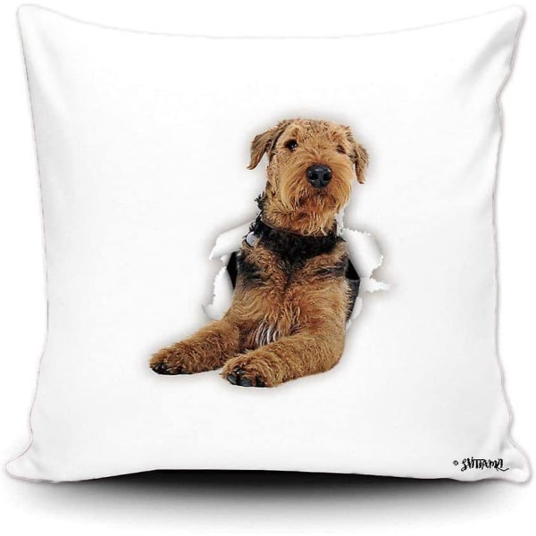 Søt Hund Airedale Hjemmeinnredning Firkant Deksel 20 X 20 Tommer Riv Papir Putetrekk For Sofa Sofa Soverom