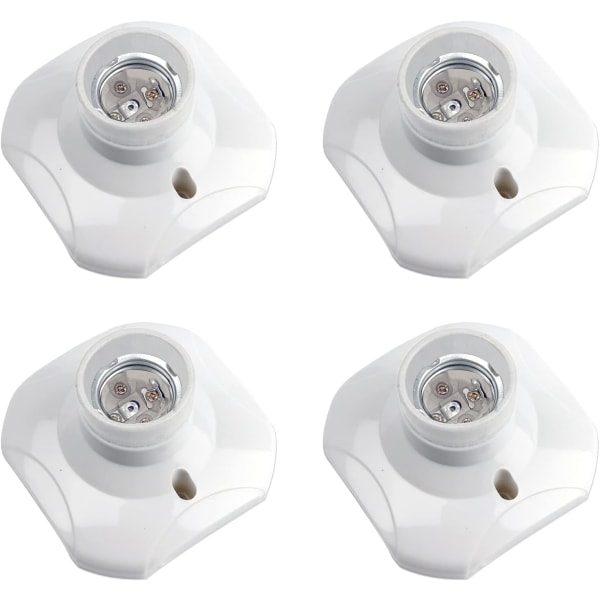 E27 takkontakt med skruv, E27 garasjeuttak, AC 220-240V, LED-lampeholder, hvit plastlampefot, sett med 4 4pc